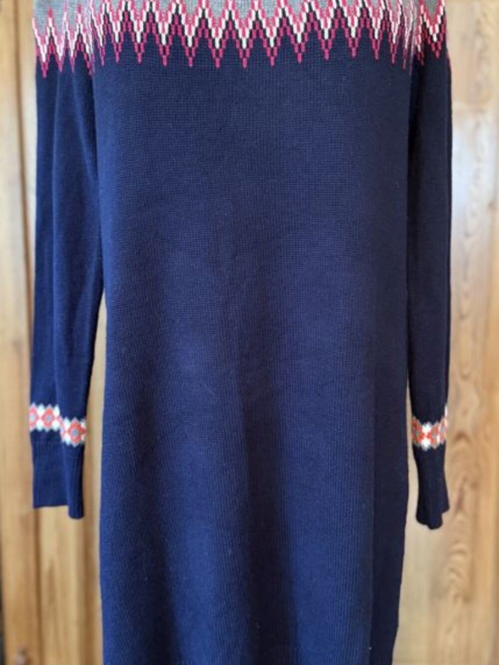 Eliza J Navy Fair Isle Yoke Sweater Dress Size L